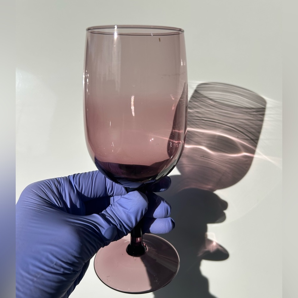 Retro Amethyst Wine Glasses Goblet Small Size 6in Set Of 4 - Picture 2 of 10